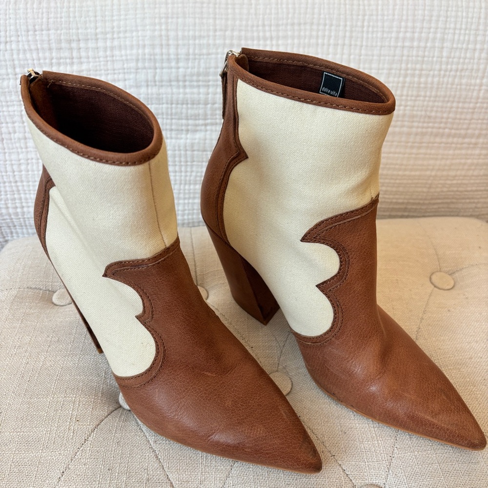Brown and Cream Ankle Boots